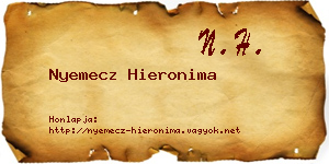 Nyemecz Hieronima névjegykártya